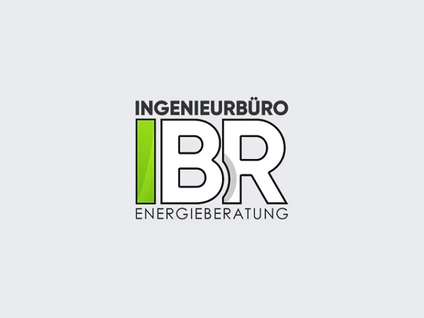 Logo des Ingenieurbüros IBR für Energieberatung, bestehend aus dem Schriftzug "INGENIEURBÜRO" in Schwarz, den Buchstaben "IBR" mit einem grünen Akzent und dem Zusatz "ENERGIEBERATUNG" in Schwarz darunter.